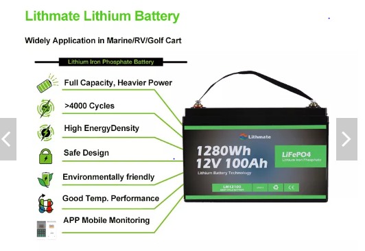 Marine LiFePO4 12v100ah Lithium Ion Battery