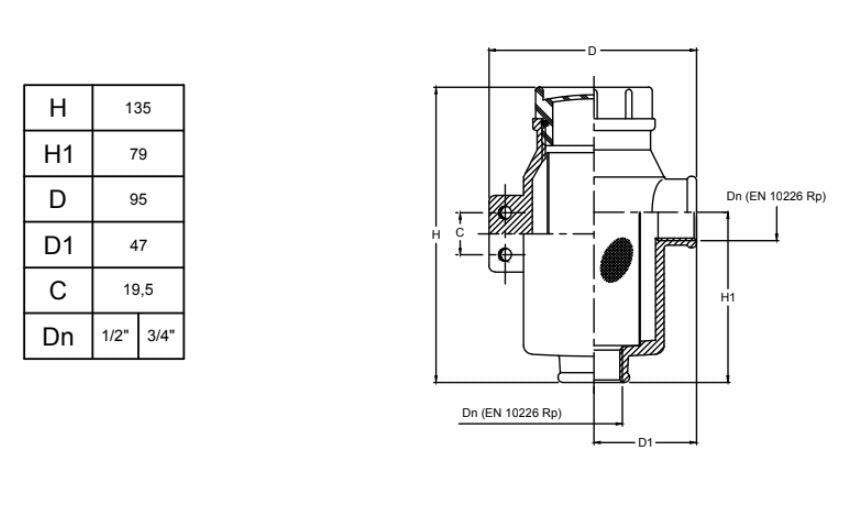 3/4" Seawater Strainer (BISO) - Brass Maestrini