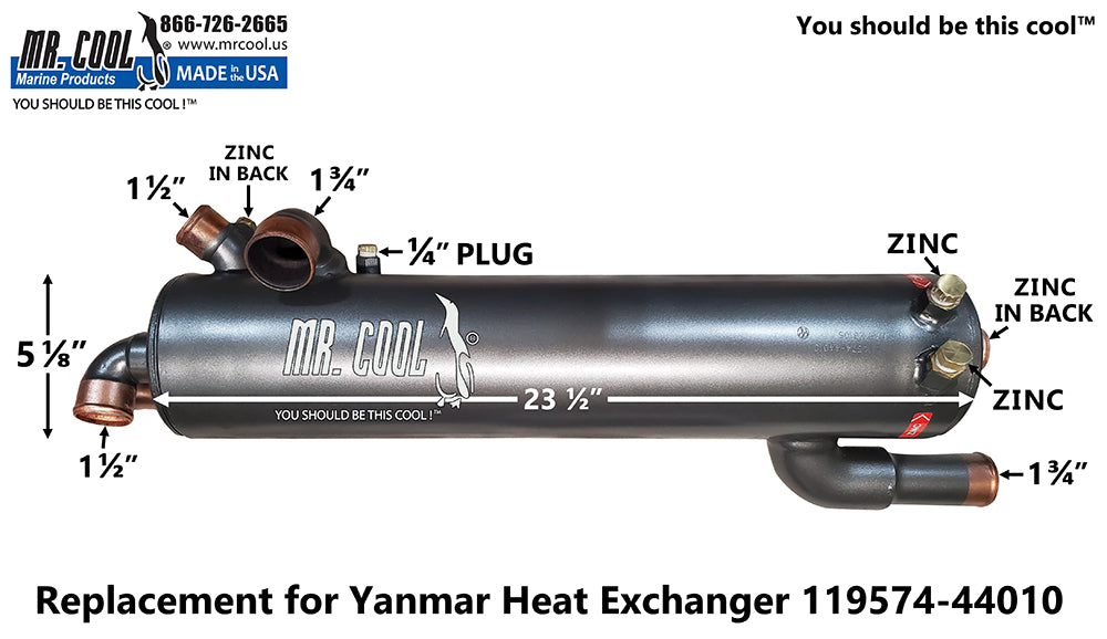 Yanmar 6LYA, 6LY2A HEAT EXCHANGER 119575-44010 Replacement