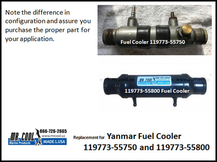 Yanmar 4LHA, 6LP(A) Fuel Cooler 119773-55750 Replacement 119773-55750 / 55800
