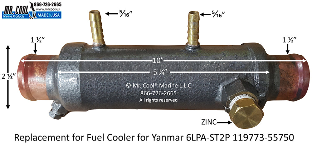 Yanmar 4LHA, 6LP(A) Fuel Cooler 119773-55750 Replacement 119773-55750 / 55800
