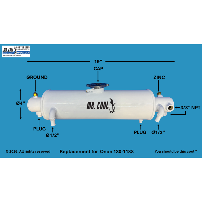 Onan 130-1188 Heat Exchanger Replacement Mr Cool