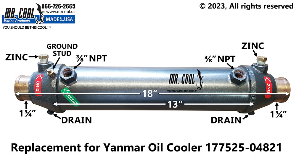 Oil Cooler Yanmar 6LY3-STP, KMH61A 177525-04821 Replacement Mr Cool