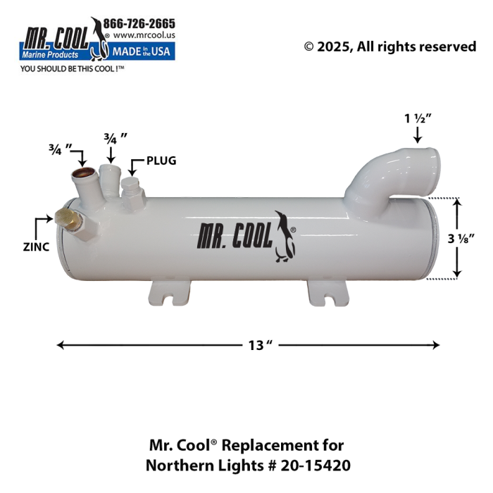 Northern Lights # 20-15420 Aftermarket MrCool Heat exchanger