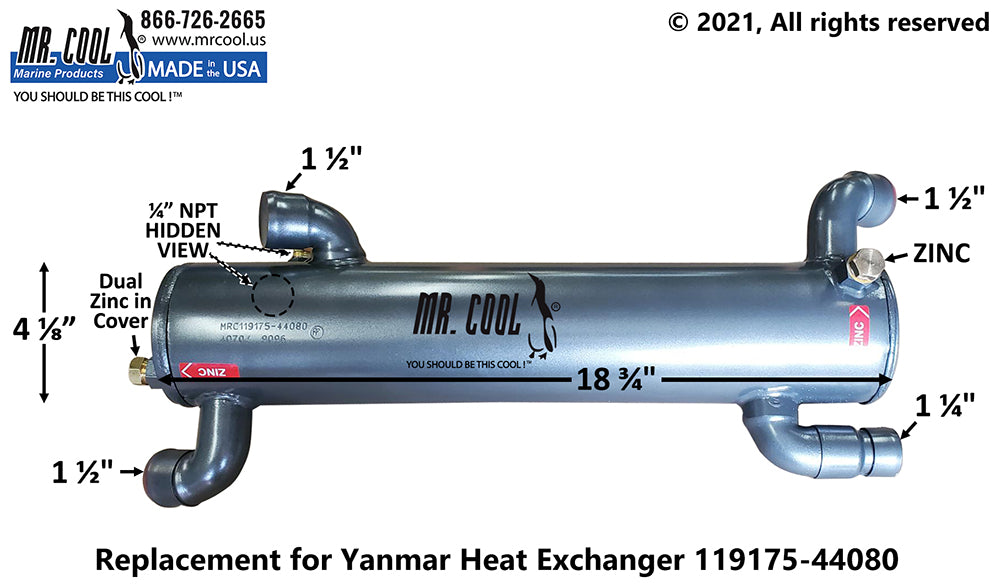 Yanmar 4LHA -STZE(P) DTZE(P) HEAT EXCHANGER 119175-44080 Replacement
