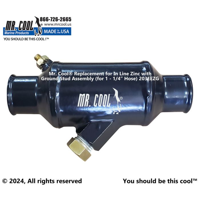 In Line Zinc For Added Protection With Ground Stud Assembly (for 1 - 1/4” Hose)