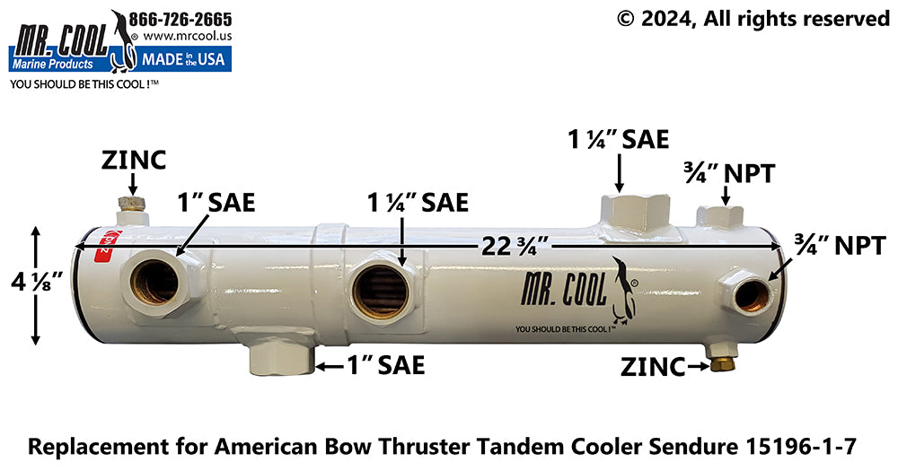 15196-1-7 American Bow Thruster Tandem Cooler Replacement Mr Cool