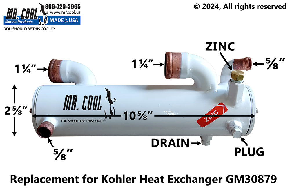 KOHLER 6.5 8.0 EFOZD HEAT EXCHANGER 359398, 30879 Replacement MR COOL