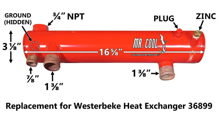 Westerbeke 036899 Heat exchanger Aftermarket Cunkl Heavey Duty from Mr Cool USA