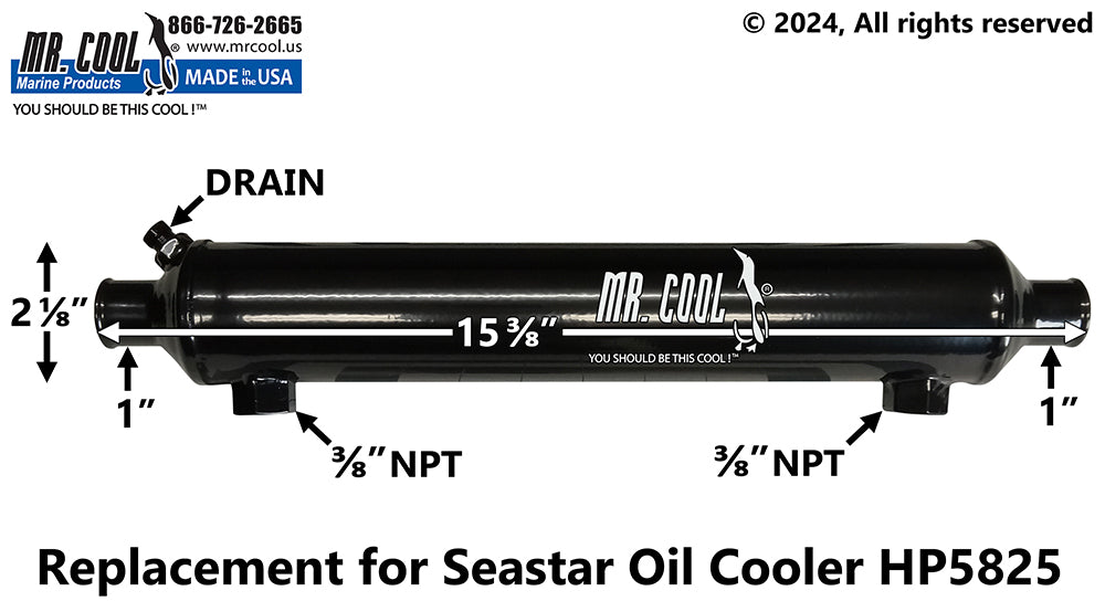 Seastar HP5825 (3/8" Oil) Power Steering Oil Cooler 2x12 Replacement