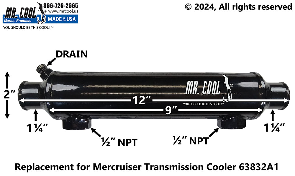 MERCRUISER TRANSMISSION OIL COOLER 63832A1, 63832T