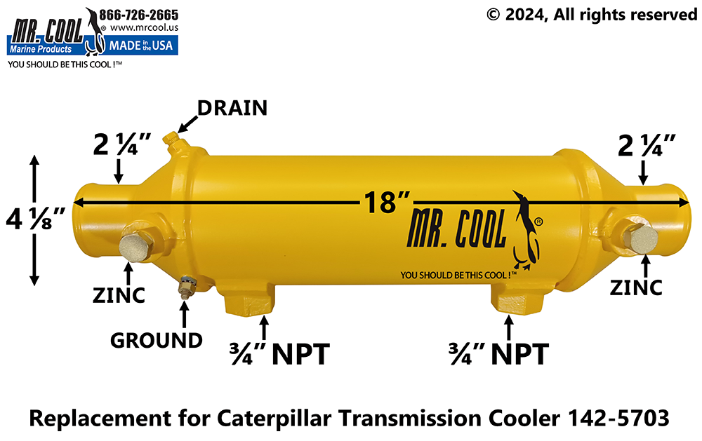 Caterpillar 142-5703 Transmission Cooler, Cat 3406, C15