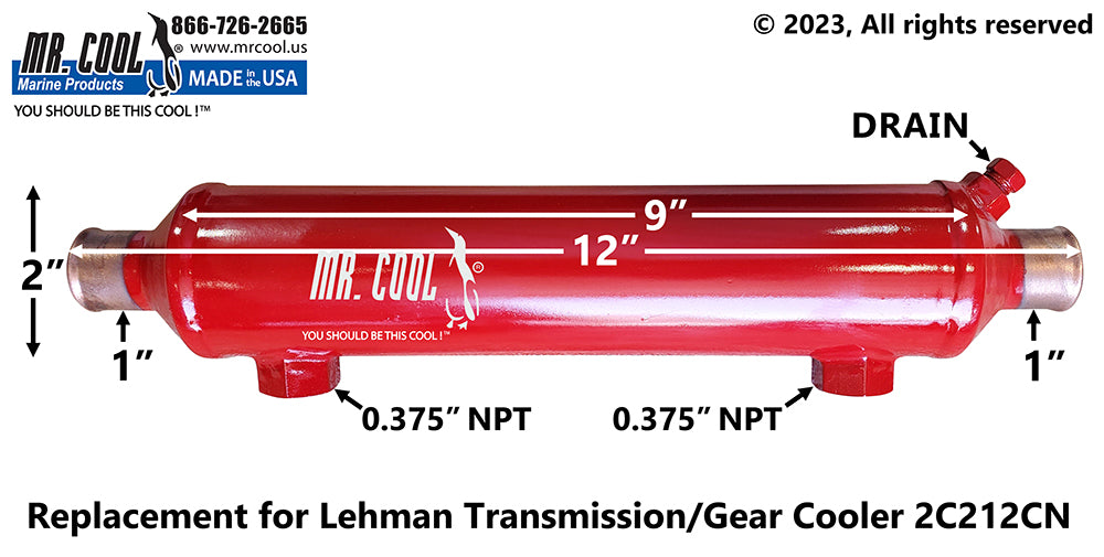 Ford Lehman 2722 Oil Cooler 2x9 (SP90 Sea Star Steering) Replacement 2C212