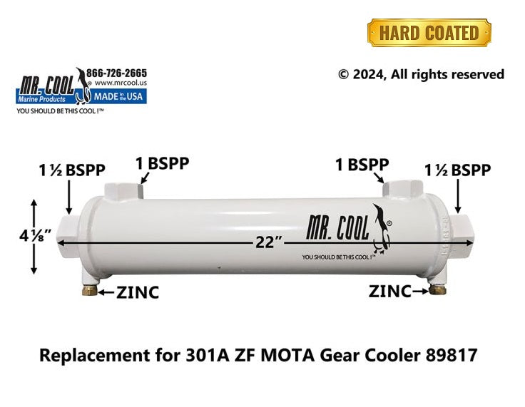 ZF on CAT 301A ZF MOTA Gear Cooler (4"x17") 89817