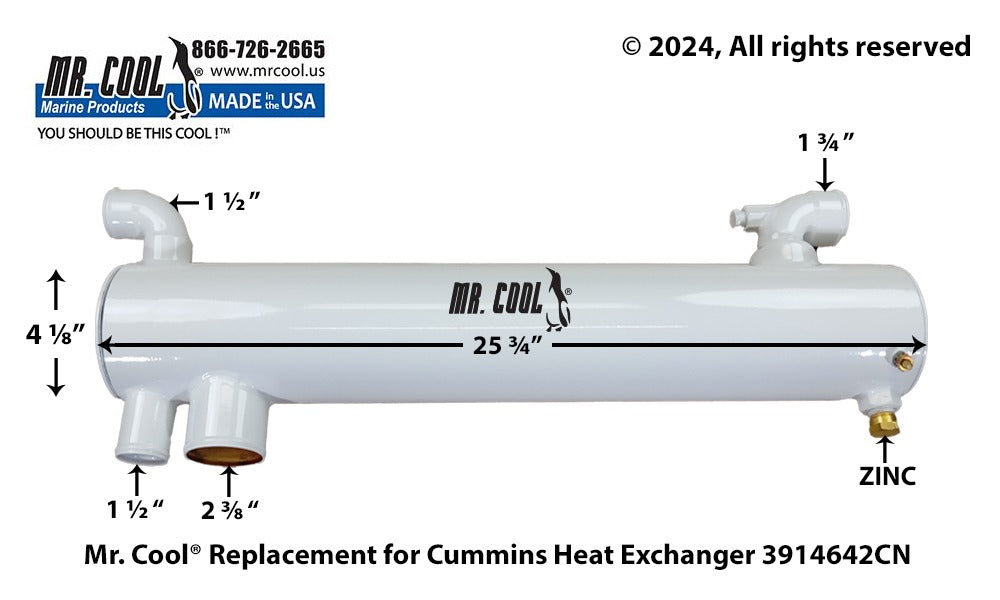 Cummins 6BT, 6BTA Heat Exchanger 4019958CN 4x25 Replacement Part (3914642)