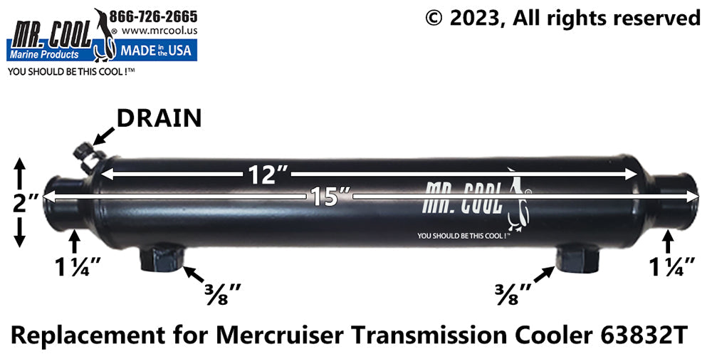 Mercruiser 63832T (3/8" NPT) Transmission Oil Cooler Replacement