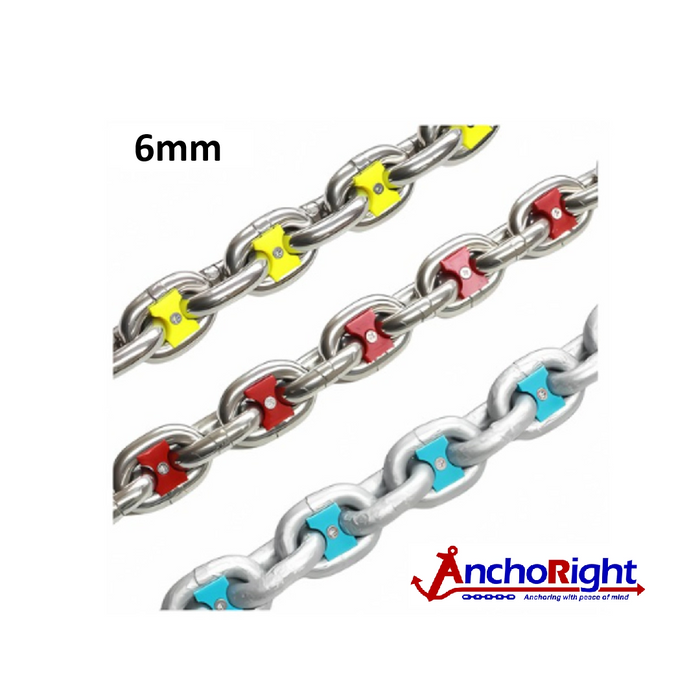 AnchoRight 6mm (1/4") / 6 Colours Chain Marking Set 35106