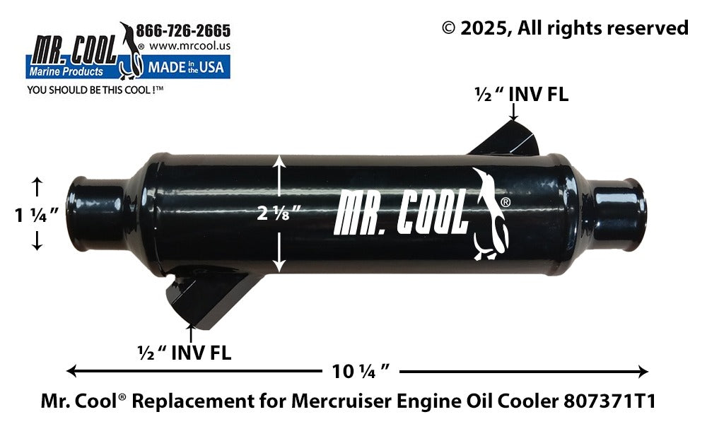 Mercruiser 807371T1 V8 Big Block Oil Cooler OFFSET Replacement