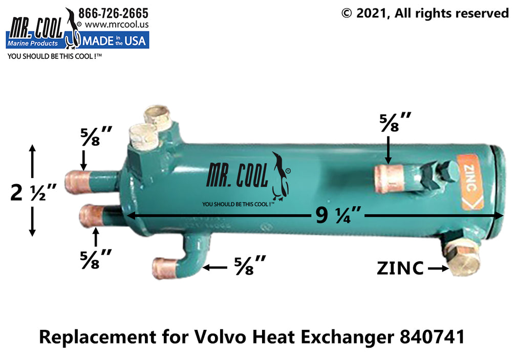 Volvo Penta 2002 & 2003 Heat Exchanger 859360, 840741 Mr COOL Replacement
