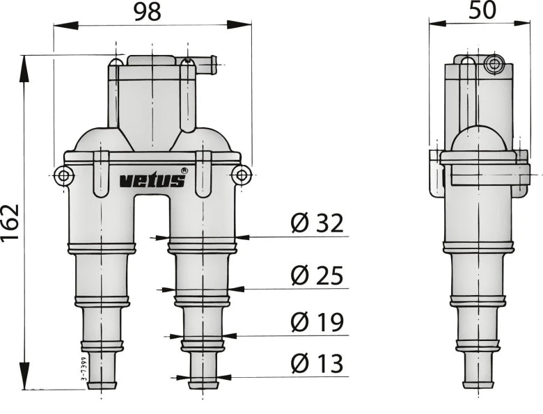 VETUS Airvent with Hose 13 / 19 / 25 / 32mm / AIRVENTH Siphon Break