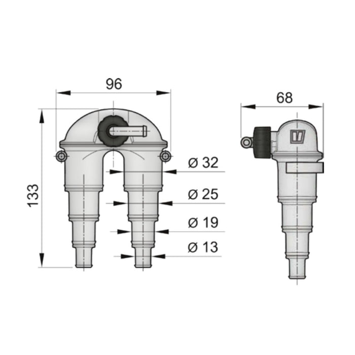 VETUS Airvent with Valve 13 / 19 / 25 / 32mm / AIRVENTV Siphon Break