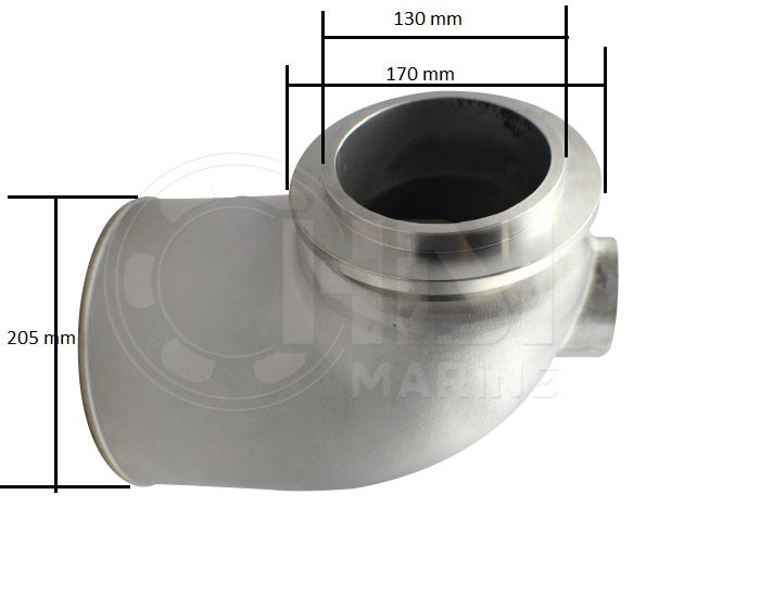 Detroit Diesel 6-71TIB Exhaust Mixing Elbow JT3645 Stainless Steel Replacement (HDI DET2-90)