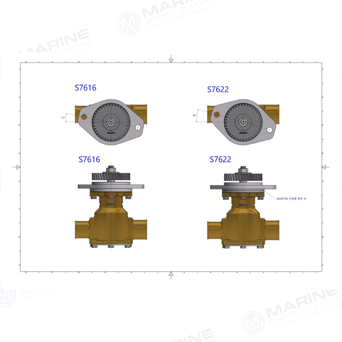 Cummins 6BT 5.9 Seawater Pump P1716 11° OFFSET JMP JPR-S7616