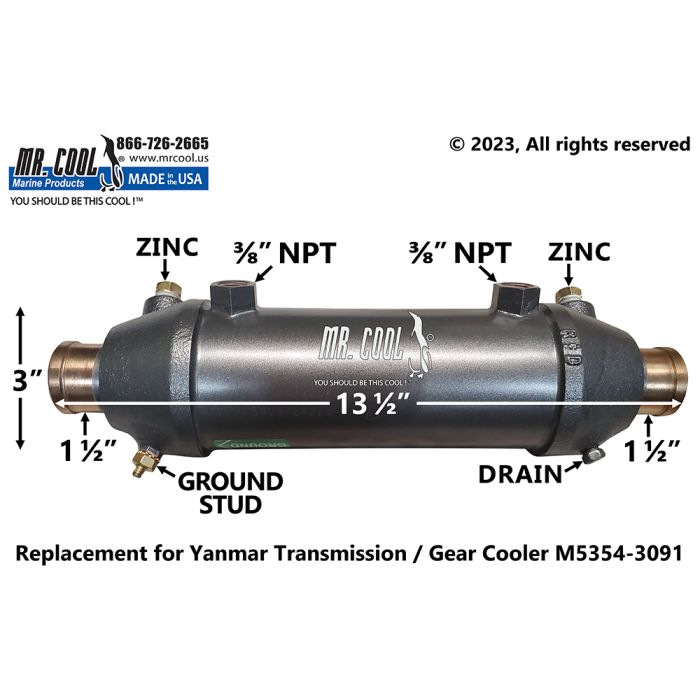 Oil Cooler Yanmar ZF85A M5354-3091CN Replacement Mr Cool