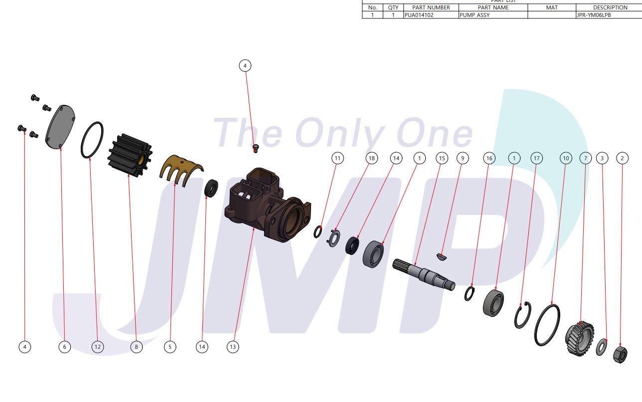 Yanmar 6LP/ 6LPASTP2 Seawater Pump 11977342502 Replacement JPRYM06L