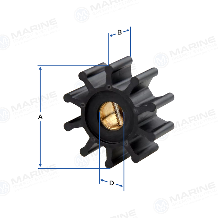 AN 3269 Nitrile Black Water Impeller Replaces Johnson 09-1026B-9 / Jabsco 673-0003