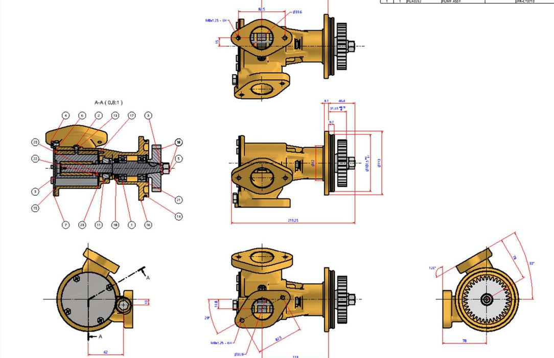 CAT C7.1 / C4.4 Perkins E44, E70B Seawater Pump Replacement JMP JPR-CT0710