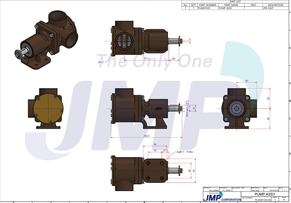 Pedestal Pump (General Purpose) for Pulley Drive - 394 LPM / 2"NPT: JPR-50LP