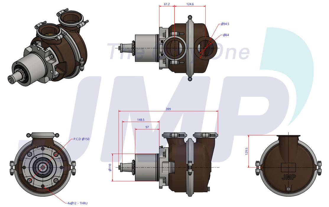 Cummins K38 & K50 Seawater Pump 3049157 Replacement JPR-C3800