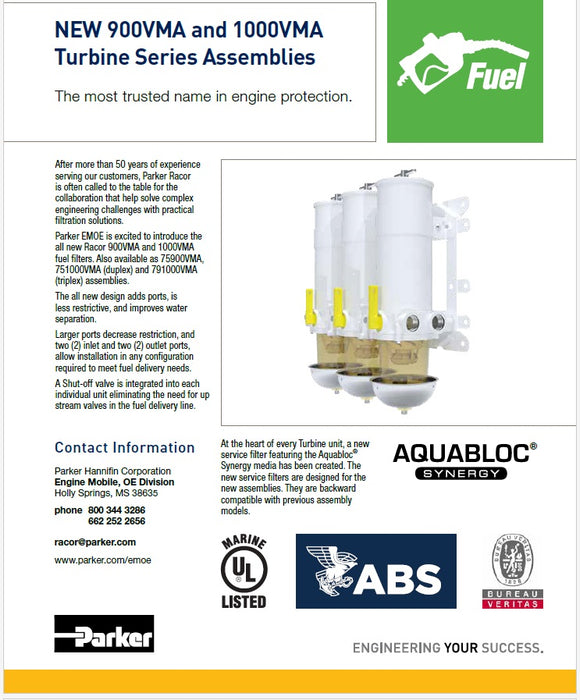 NEW RACOR 1000VMA "V" Series (Replaces 1000MA) Marine Turbine Assembly