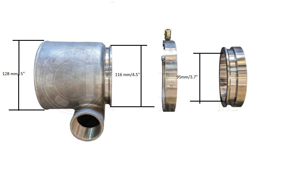 4"x 5" Cast 316 Stainless Steel Exhaust Mixing Elbow Kit SM4-5
