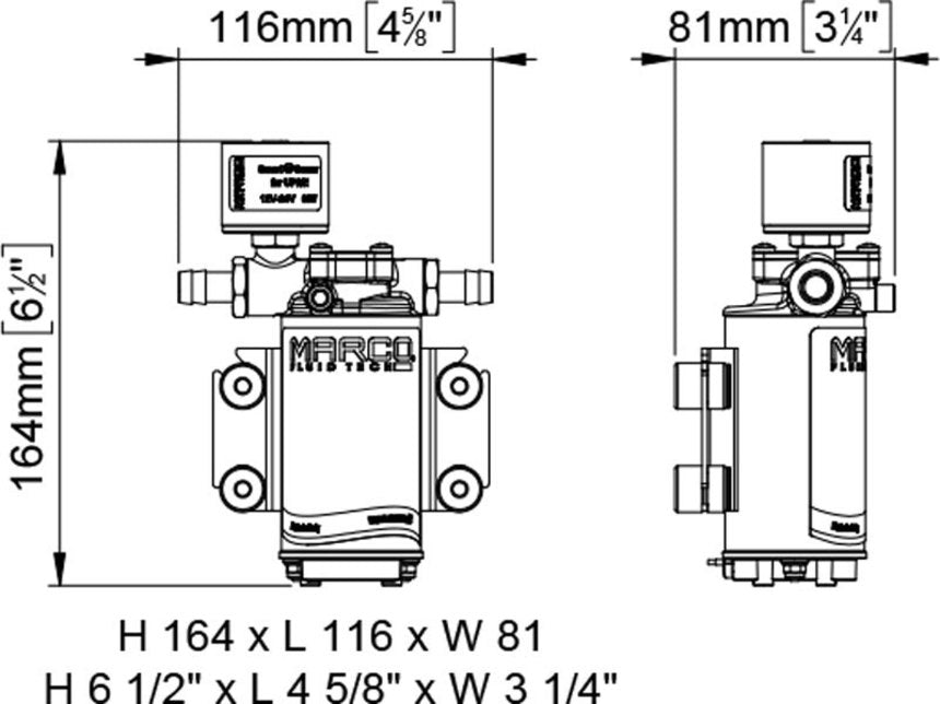 MARCO UP2/E PRESSURE GEAR TYPE PUMP 12/24V- 10 LPM (16466015)