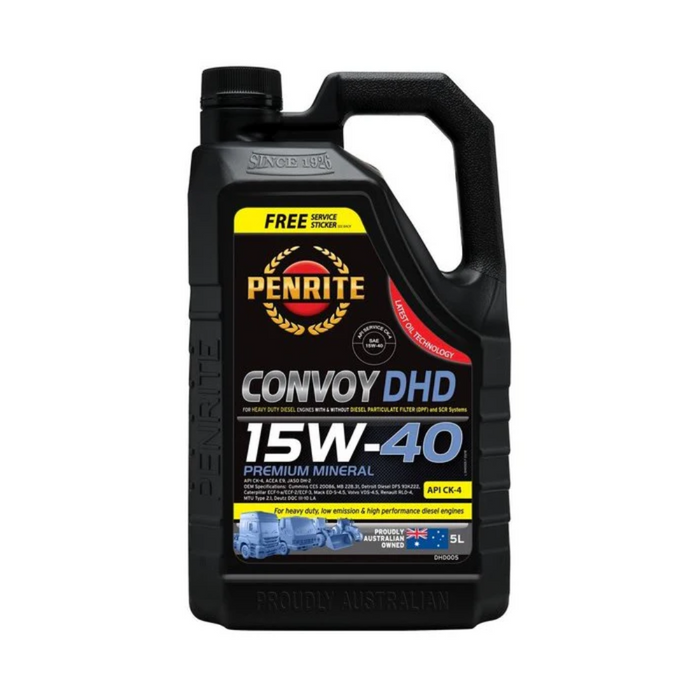 Penrite 15W-40 Convoy DHD Premium Mineral Engine Oil 5 Litres Volvo Penta VDS-4.5 approval
