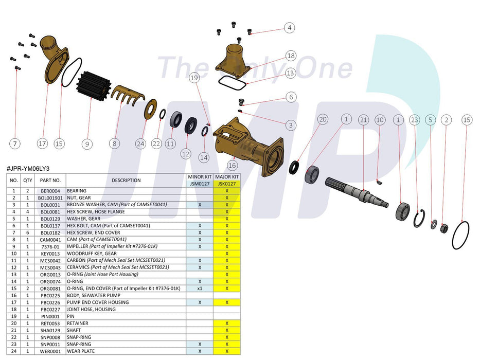 Yanmar 6LY3-ETP/STP/UTPP Seawater Pump 119578-42501 Replacement