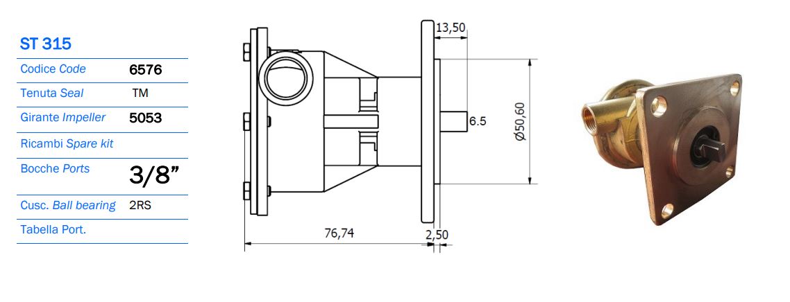 Onan MDKC/ MDKD - Oberdorfer  N202M-11, Seawater Pump Replacement-AN 6576-ST315