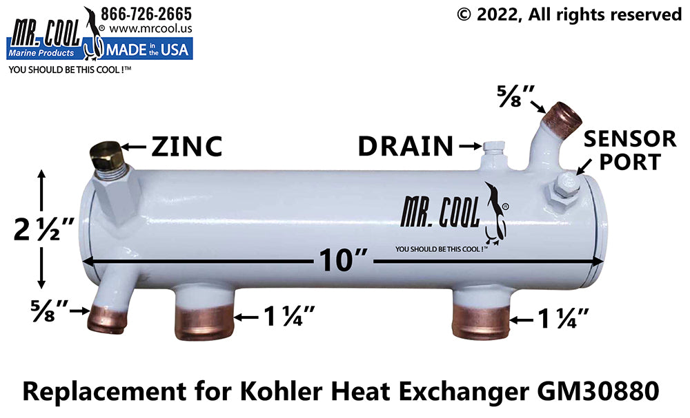 Kohler 9/10, 23/27 Heat Exchanger GM30880 Replacement Part 229058