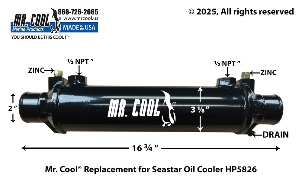 Seastar HP5826 (1/2" Oil) Power Steering Oil Cooler Replacement