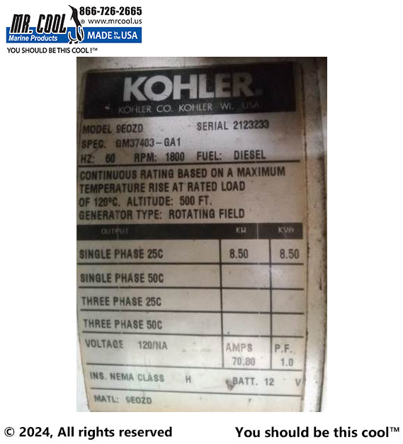 KOHLER 7EFOZD / 8.5EFOZD / 9EFOZD HEAT EXCHANGER GM37676 Replacement