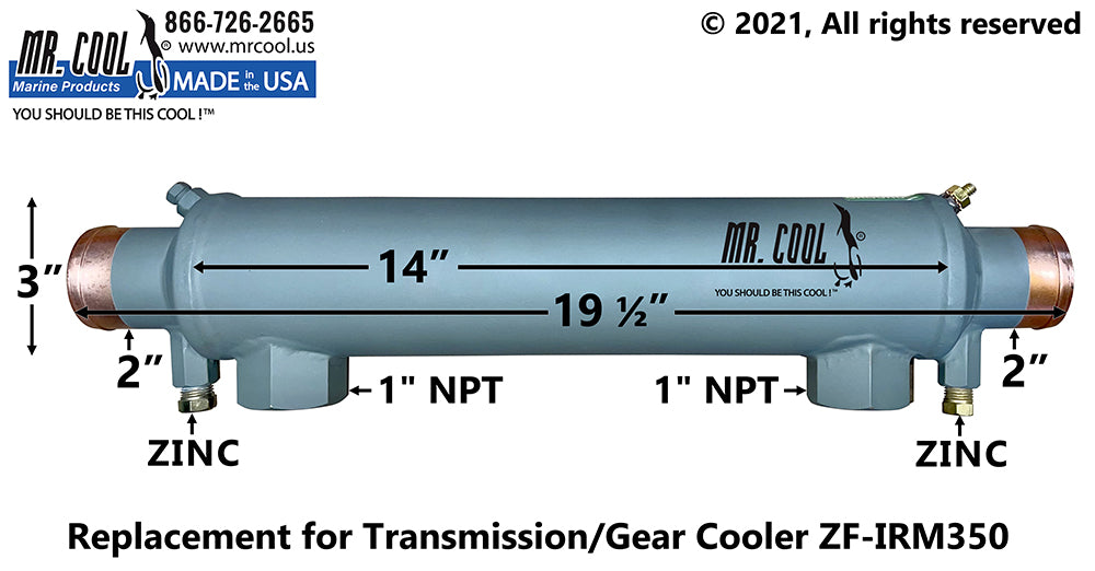 ZF IRM 350 TRANSMISSION GEAR OIL COOLER (14x3) Replacement