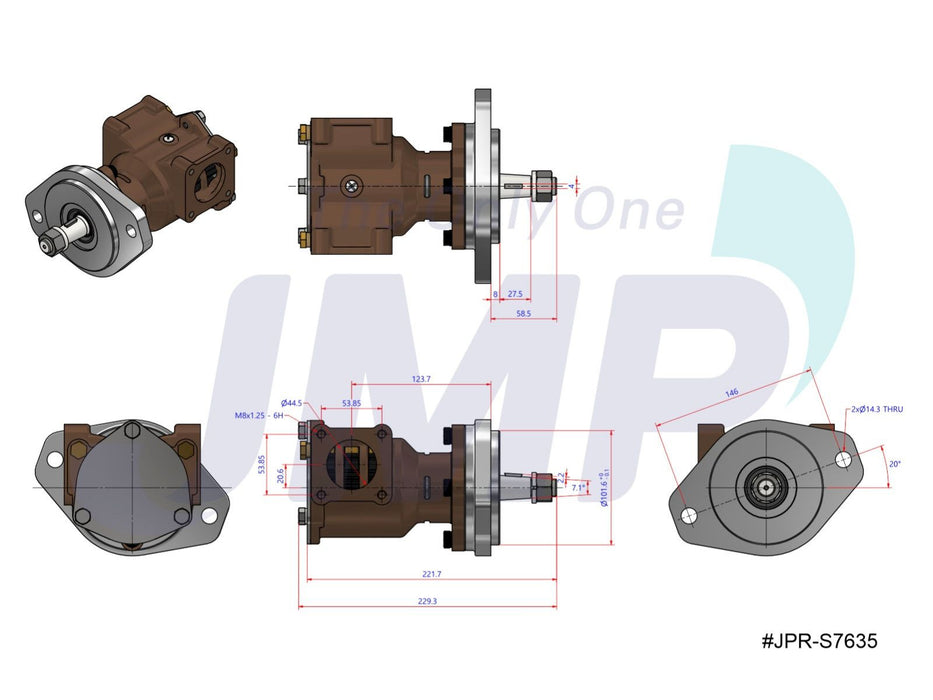 JMP JPR-S7635 John Deere Replacement Marine Engine Cooling Seawater Pump