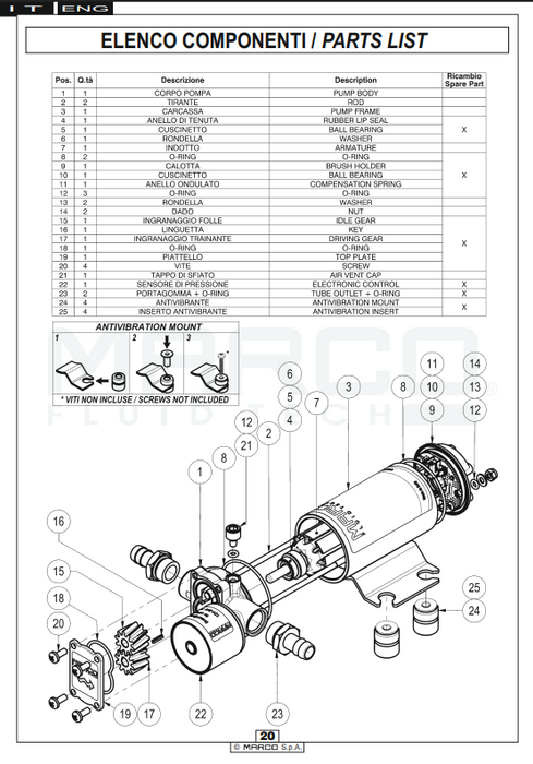 MARCO UP2/E PRESSURE GEAR TYPE PUMP 12/24V- 10 LPM (16466015)
