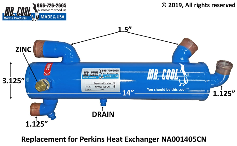 Perkins 4.236 Heat Exchanger Replacement Part NA001405CN