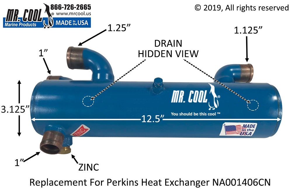 Perkins 4.108 4.107 Heat Exchanger Replacement Part NA001406CN