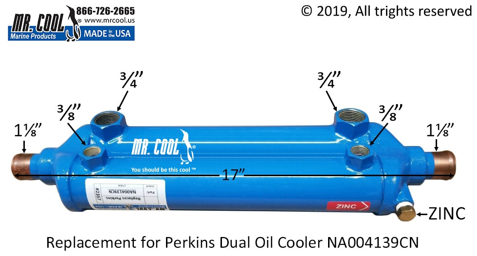 Perkins Dual Oil Cooler NA004139CN Replacement Part