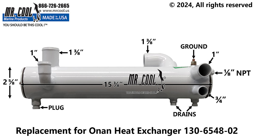 Onan MDKA MDKB MDKDR 17.5KW Heat Exchanger Replacement 130-6548CN