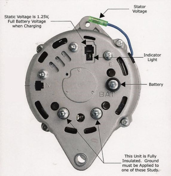 Yanmar 6LY, 2/3GM/YM Alternator 119573-77201 -  80 Amp Replacement